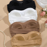 Comfy Push-Up Bandeau Bra Strapless Non-Slip Silicone Cross Side Buckle Bra