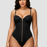 Hourglass Front Zipper Bodysuit with Lace-Up Back