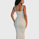 Sexy Women's Slim-Fit Stretchy Classic Polka Dot Maxi Dress
