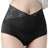 Women's V-shaped High Waist Floral Lace Briefs Sexy Tummy Control Soft Panties