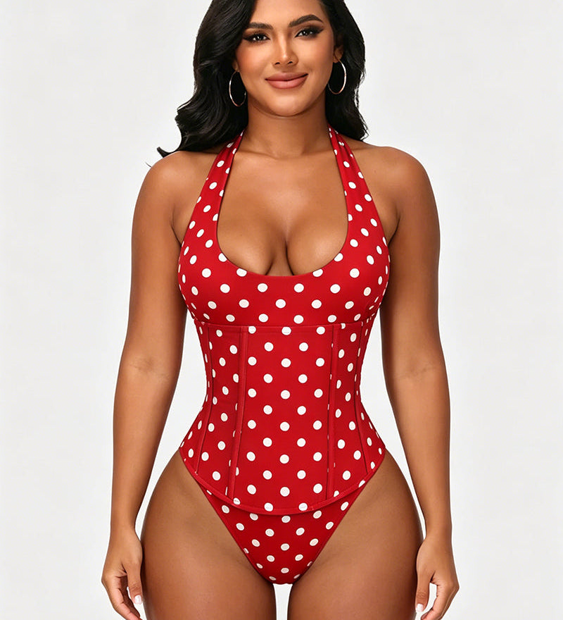 Hourglass Corset Body Shaper Waist Cincher Swimsuit Two-Piece Set