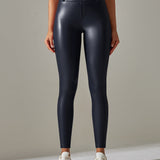 PU leather Pants High Waist Tight Sports Yoga Pants Slim