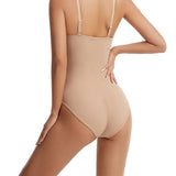 Women's Strapless Built-in Bra X Cross Tummy Control Bodysuit