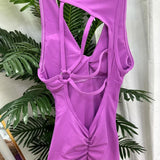 Women's Beautiful Back Sleeveless Elastic Tights Jumpsuit