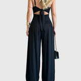 Solid Color Cut-out Cami Backless Jumpsuit