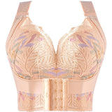 Women Side Support Longline Corset Wire-free Push Up Bra Adjustable Wide Straps