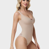 U Neck Seamless Tummy Control Sleeveless Thong Bodysuit