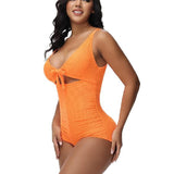 Women's Tummy Control Swimsuit Cutout Tie Knot Front Push Up Shapewear Bathing Suit