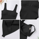 Women's Shapewear Bodysuits Sexy Ribbed Sleeveless Square Neck Tank Tops