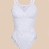 Sexy One Piece Deep V Neck Backless Tank Tops Lace Thong Shapewear Bodysuit