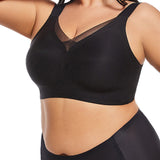 Wireless Mesh V Neck Invisible No Underwire Comfort Smooth Everyday Bra