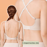Women's Seamless Low Back Wireless Deep U Shaped Backless Comfort Minimizer Bra
