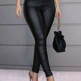 Sexy PU Skinny Leather Pants Casual All-match Pants