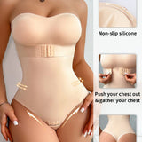 Women's Strapless Tummy Control One Piece Seamless Thong Shapewear Bodysuits