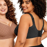 Polka Dot Wide Adjustable Strap Full Coverage Shaping Support Bra