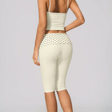 Two Piece Workout Set Halter Cami Crop Top with Capri Leggings