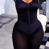 Full-Body Compression Girdle Shaper with Mesh Thigh Panels