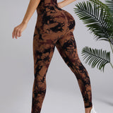 Seamless High Stretchy Tie Dye Scrunch Butt Lifting Wideband Waist Yoga Pants