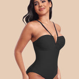 Sexy Strappy Triangle V-shaped Halter Neck One-piece Body Shaping Swimsuit
