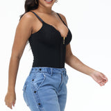 Sorelyne® Deep V Lace Corset Top Trimmed Waist Trainer with Front Zipper