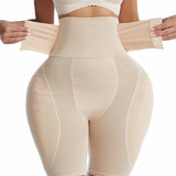 Hourglass Buckle Closure Waist Cincher BBL Shapewear Shorts With Sponge Pads