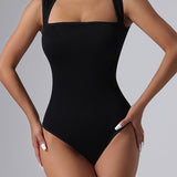 Sorelyne® Square Neck Sleeveless Knit Ribbed Seamless Tummy Control Tank Tops Bodysuit