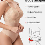 Seamless Lace Slimming Waist Bodysuit Tummy Control Thong Shapewear With Bra