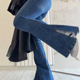 Sorelyne® High Waisted Tummy Control Flared Slit Floor Length Jeans