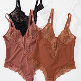 Sexy Lace Deep-V Neck Bodysuits