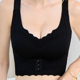 Seamless Front Buckle Correction Wireless Bra Push Up Thin Fixed Full Cup Bra