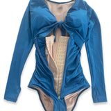 Sorelyne® Blue Long Sleeve Built In Shapewear Tummy Cotrol Girdle Swimsuit