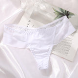 Women's Sexy Striped Ice Silk Panties Seamless Low Waist Breathable Thong
