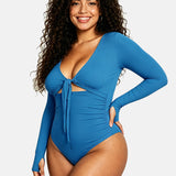 Sorelyne® Blue Long Sleeve Built In Shapewear Tummy Cotrol Girdle Swimsuit