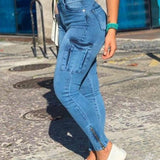 Sexy Old Fashionable Mutil-pocket Cargo Skinny Jeans