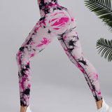 Seamless High Stretchy Tie Dye Scrunch Butt Lifting Wideband Waist Yoga Pants