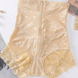 Women's High Waist Floral Lace Zipper Tummy Control Shapewear Panties