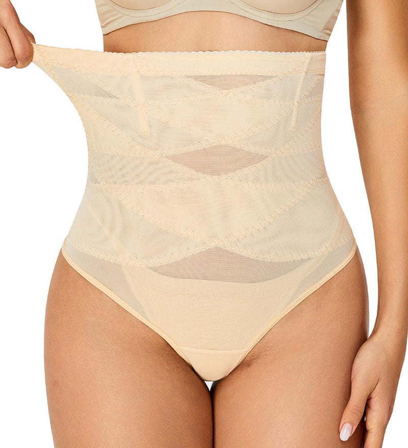 Cross High Waist Shaping Briefs Mesh Firm Control Stomach Panty