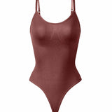 Seamless Round Neck Tummy Control Thong Tank Top Body Shaper Bodysuits