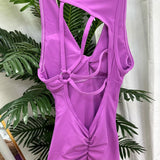 Women's Beautiful Back Sleeveless Elastic Tights Jumpsuit