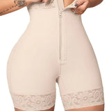 Sorelyne® High Waist Butt Lift Shaper Zipper Short With Lace Trim