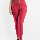 High Waisted Tummy Control Butt Lifting Leggings Comfy Stretch Slimming Skinny Pants with Zipper