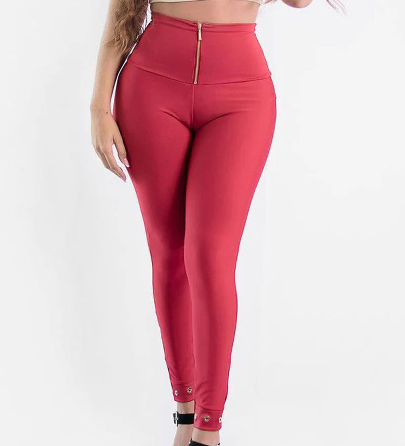 High Waisted Tummy Control Butt Lifting Leggings Comfy Stretch Slimming Skinny Pants with Zipper