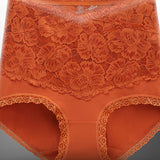 Women's V-shaped High Waist Floral Lace Briefs Sexy Tummy Control Soft Panties