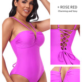 Sexy Strappy Triangle V-shaped Halter Neck One-piece Body Shaping Swimsuit