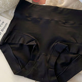 Women's Long Staple Cotton Solid Briefs High Waist Tummy Control Underwear