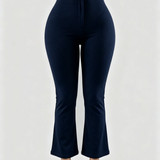 High Waist Butt Lifting Solid Black Slim Fit Flare Pants