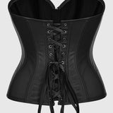 Womens Faux Leather Zipper Front Bustier Corset Top