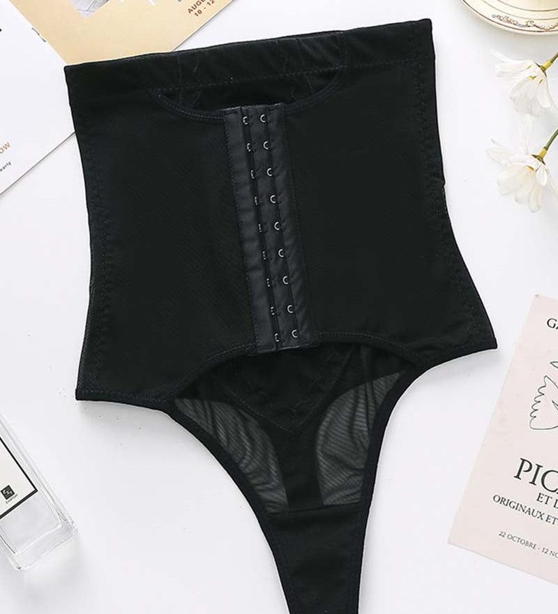 9-Breasted High-Waisted Hip-Lift Thigh Tuck Thong Panties