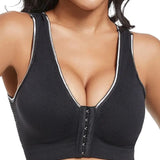 Women's Plus Size Front Buckle Solid Hollow Breathable Wireless Sports Bra