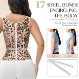 Women's Leopard Print Vest Tummy Control Waist Trainer With Bra
